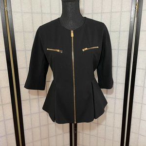 VINCE CAMUTO Work Peplum Top Blazer Jacket Zip